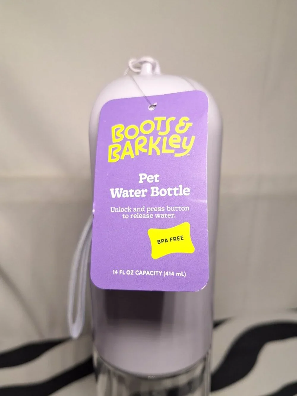 NWT Boots & Barkley Pet Water Bottle, 14 oz, Light Purple